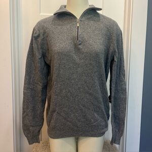 Bartolini Mens Wool And Cashmere Sweater 1/4 Zip Light Gray Long Sleeve Sz Large